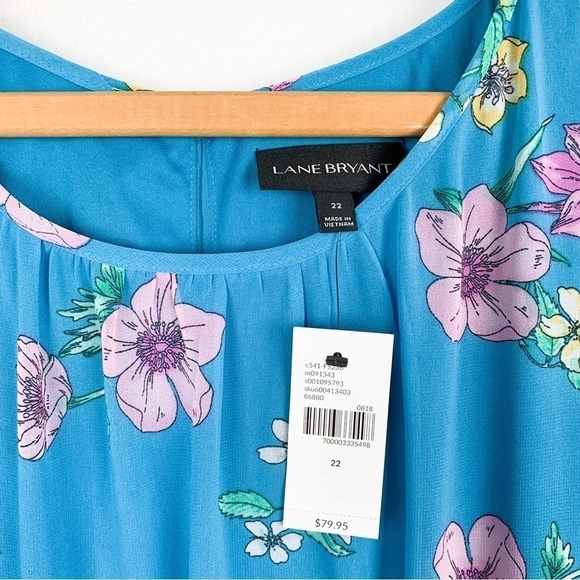 NWT Lane Bryant Blue Floral Chiffon Midi Dress Sz 22 - Picture 7 of 11